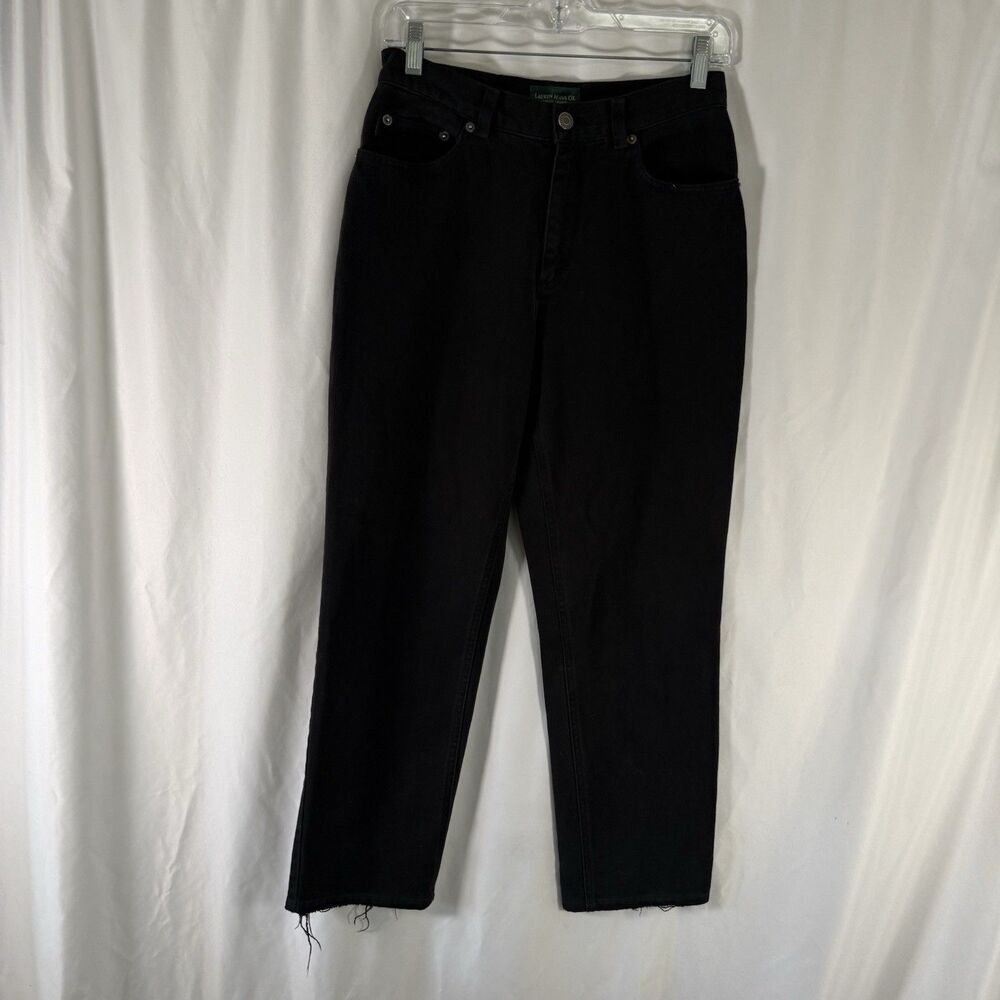 Lauren Jean Co Pants Women's 8P Black Denim Flat Front High Rise 100% Cotton